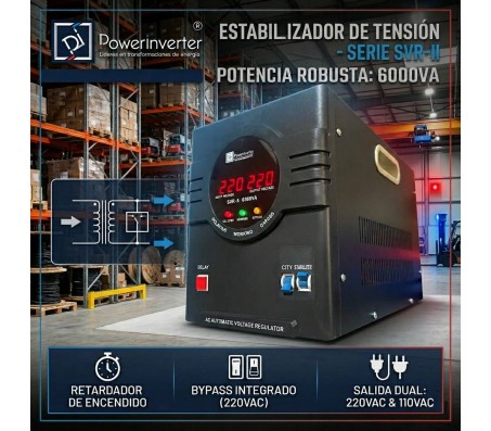 REGULADOR ESTABILIZADOR AUTOMÁTICO 6000VA AC220V-AVR- RELE